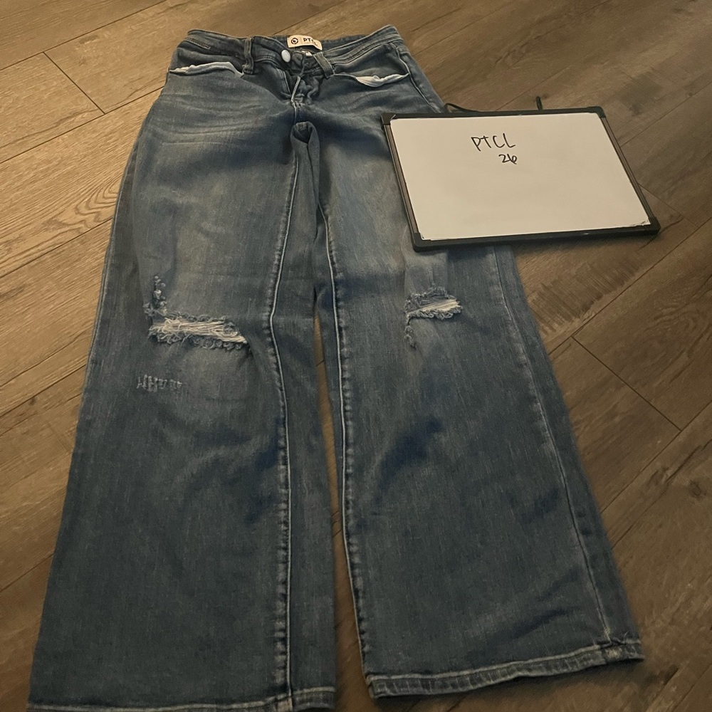 PTCL Blue Distressed Flare Jeans